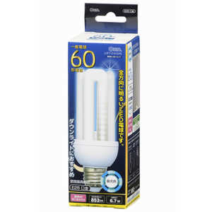 オーム電機 LED電球 D形 ホワイト [E26/昼光色/60W相当/全方向] LDF7D-G-E26  