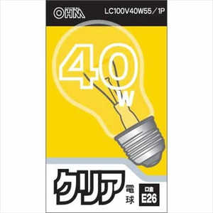 オーム電機 電球 クリア [E26 /電球色 /1個 /一般電球形] LC100V40W551P