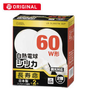 オーム電機 白熱電球 E26 60形相当 シリカ(白) 2個入 長寿命 LB-DL6657W-B2P