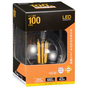 オーム電機 LED電球 (E26/ボール電球形/100W相当/電球色/1個/全方向タイプ) LDG10L C6 06-3458