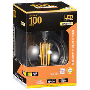 オーム電機 LED電球 (E26/ボール電球形/100W相当/電球色/1個/全方向タイプ/調光器対応) LDG10L/D C6 06-3460