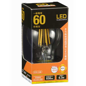 オーム電機 LEDフィラメント電球 クリア [E26/電球色/60W相当/一般電球形/全方向] LDA6L C6 クリア  