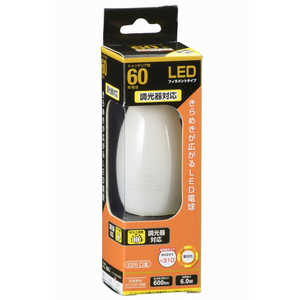 オーム電機 LEDフィラメント電球 ホワイト [E26/電球色/60W相当/シャンデリア電球形/全方向] LDC6L/D W6 ホワイト