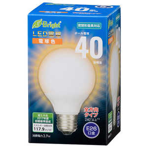 オーム電機 LED電球 ボール電球形 [E26 /ボール電球形 /40W相当 /電球色 /1個 /全方向タイプ] LDG4L-G7AG20
