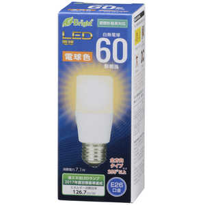 オーム電機 LED電球 E-Bright ホワイト [E26/電球色/60W相当/T形/全方向] LDT7L-GAG20