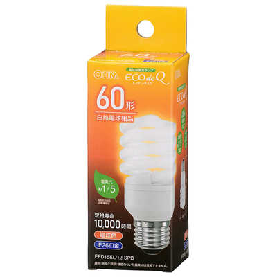 オーム電機 エコ電球スパイラル60WタイプE26電球色 ECOdeQ