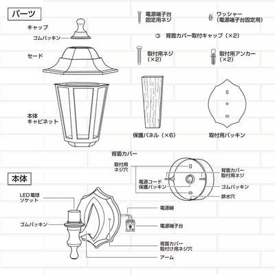 オーム電機 LED外玄関灯防雨型 LED電球専用 電気工事タイプ ［防