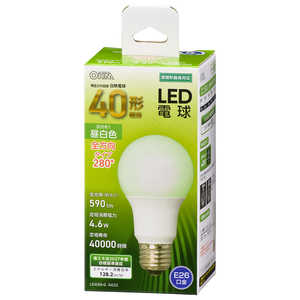 オーム電機 LED電球 E26 40形相当 昼白色 全方向 LDA5NGAG52