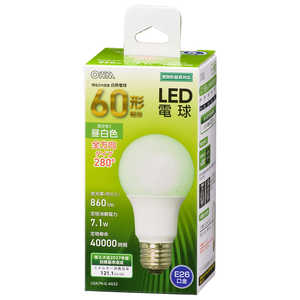 オーム電機 LED電球 E26 60形相当 昼白色 全方向 LDA7NGAG52