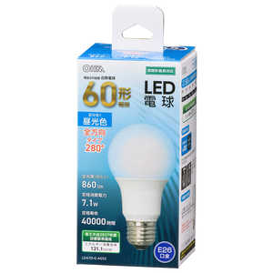 オーム電機 LED電球 E26 60形相当 昼光色 全方向 LDA7D-GAG52