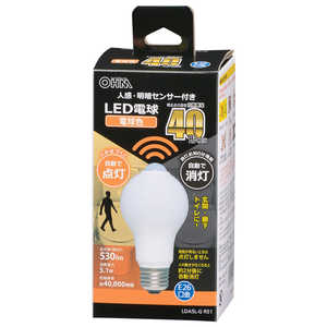 オーム電機 LED電球 E26 40形相当 人感明暗センサｰ付 電球色  [E26 /一般電球形 /電球色 /1個] LDA5L-GR51