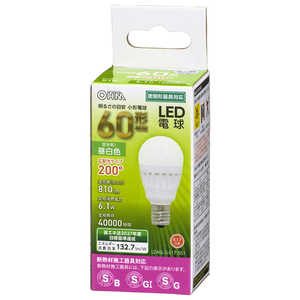 オーム電機 LED電球 ［E17 / 一般電球形 / 60W相当 / 昼白色 / 1個 / 広配光タイプ］ LDA6N-G-E17IS51