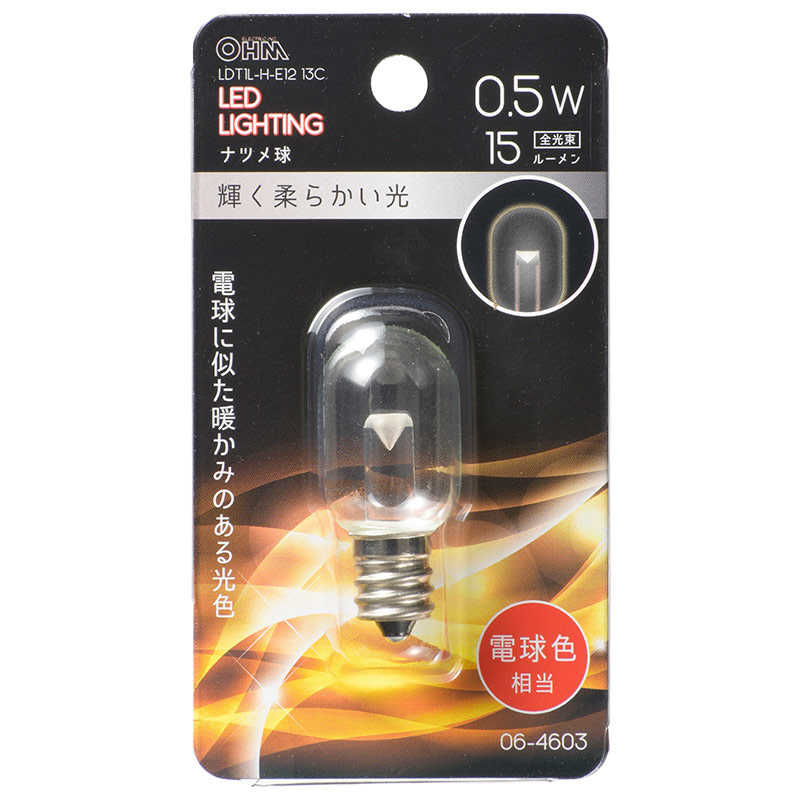 オーム電機 オーム電機 LEDナツメ球装飾用 T20/E12/0.5W/15lm/クリア電球色 LDT1LH-E1213C LDT1LH-E1213C