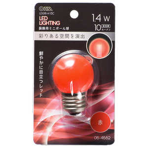 オーム電機 LEDミニボール球装飾用 G40/E26/1.4W/10lm/クリア赤色 レッド LDG1R-H13C