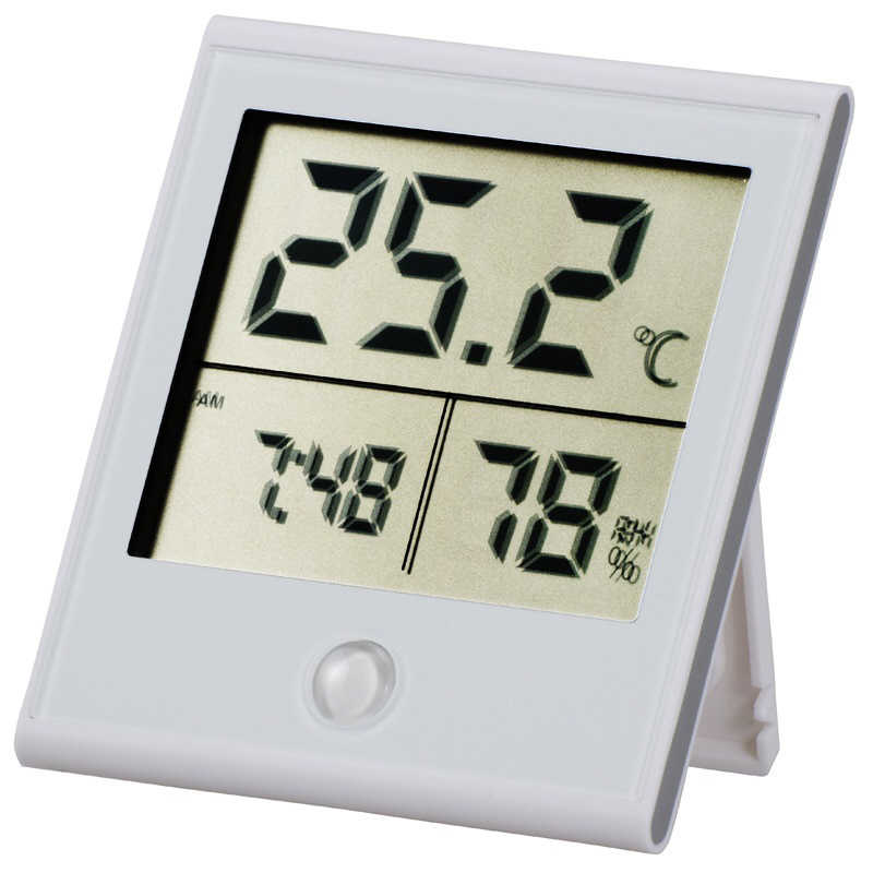 オーム電機 オーム電機 時計付き デジタル温湿度計 白 TEM-210-W TEM-210-W