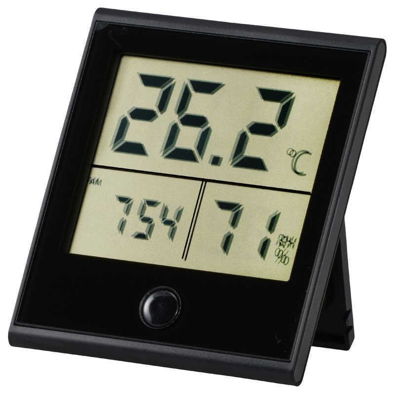 オーム電機 オーム電機 時計付き デジタル温湿度計 黒 TEM-210-K TEM-210-K