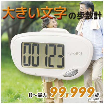オーム電機 大きい文字の歩数計 振り子式 ホワイト ［クリップ式］ HB