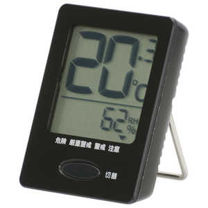 オーム電機 温度が見やすい温湿度計(インフルエンザ・熱中症注意機能付き) ブラック ［デジタル］ HBT03BK