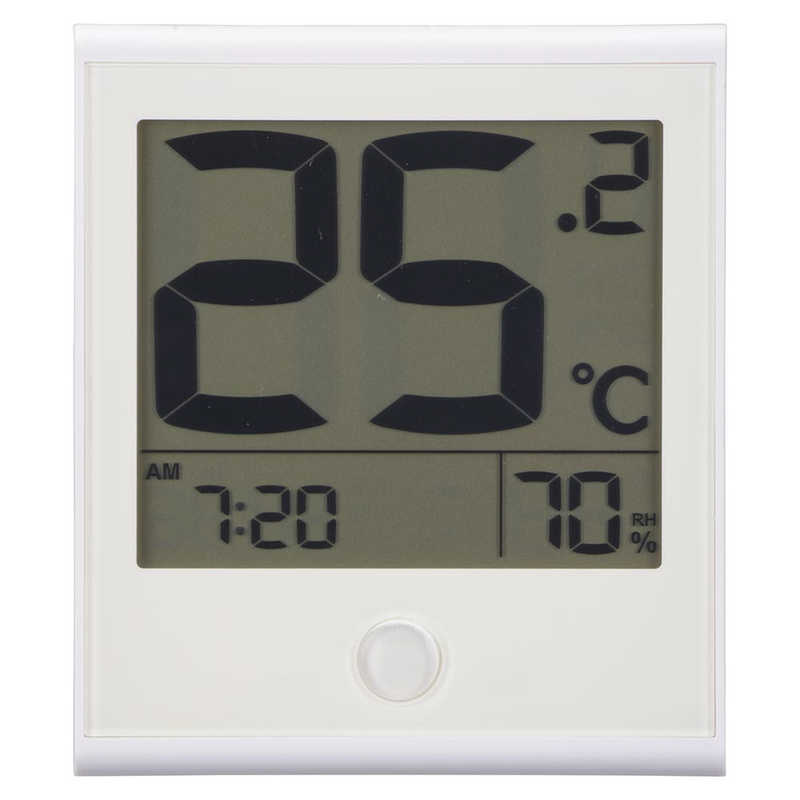 オーム電機 オーム電機 温度が見やすい温湿度計 快適表示＆時計付き ［デジタル］ ホワイト TEM-200B-W TEM-200B-W