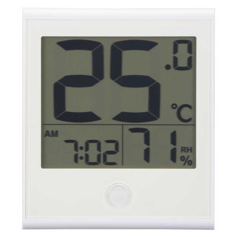 オーム電機 オーム電機 温度が見やすい温湿度計 時計機能付き ［デジタル］ ホワイト TEM-210B-W TEM-210B-W
