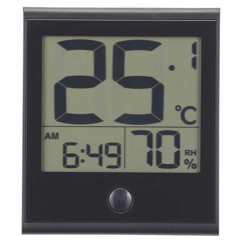 オーム電機 オーム電機 温度が見やすい温湿度計 時計機能付き ［デジタル］ ブラック TEM-210B-K TEM-210B-K