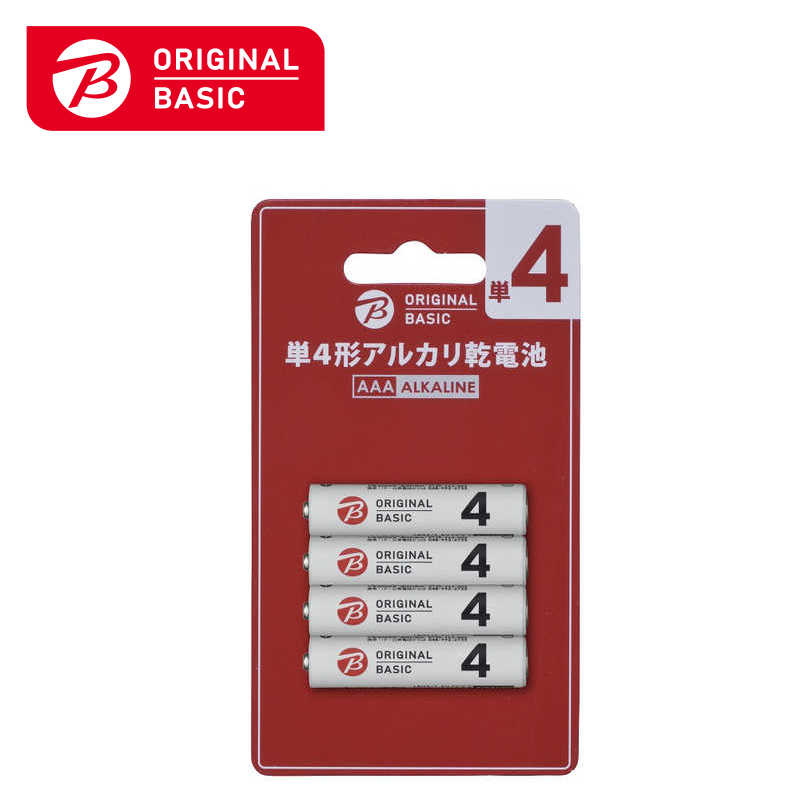 ORIGINALBASIC ORIGINALBASIC 単4形アルカリ乾電池 ブリスター [ 単4電池 / 4本 / アルカリ / 7年保存可能 ]  LR03BKOB-4P LR03BKOB-4P