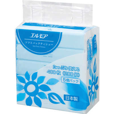 カミ商事 エルモアソフトパックティシュー200組5パック の通販