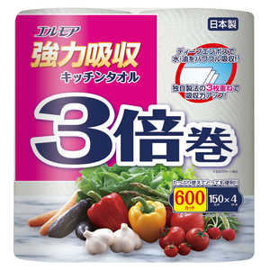 カミ商事 エルモア強力吸収3枚3倍巻4R エルモアタオル3バイ4R