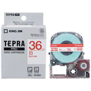 キングジム 白ラベルテープ 「テプラPRO」(白テープ/赤文字/36mm) SS36R (白)