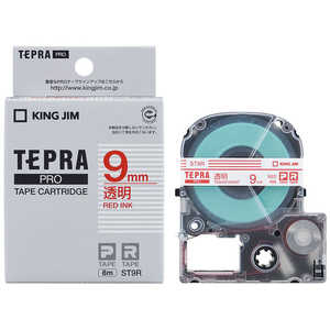 キングジム 透明ラベルテープ 「テプラPRO」(赤文字/9mm幅) ST9R (透明)