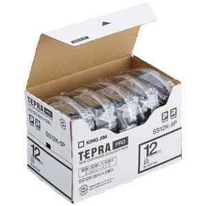キングジム 白ラベルテープ ｢テプラPRO｣(黒文字/12mm幅･5個パック) SS12K‐5P (白)
