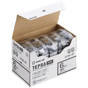 キングジム 透明ラベルテープ ｢テプラPRO｣(黒文字/6mm幅･5個パック) ST6K‐5P (透明)