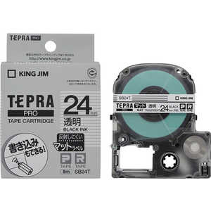 キングジム 透明マットラベルテープ 「テプラPRO」(黒文字/24mm幅) SB24T (透明) キングジム 透明マットラベルテープ 「テプラPRO」(黒文字/24mm幅) SB24T (透明)