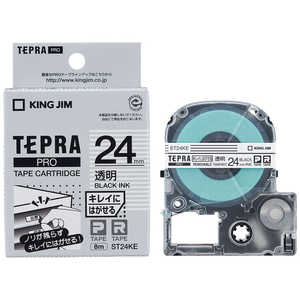 キングジム テプラ(TEPRA) キレイにはがせるラベル(透明テープ/黒文字/24mm幅) ST24KE キングジム テプラ(TEPRA) キレイにはがせるラベル(透明テープ/黒文字/24mm幅) ST24KE