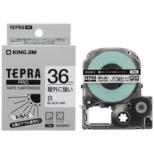キングジム TEPRA テプラ PROテープ 屋外に強い(白/黒文字･36mm幅x7m) SS36KV