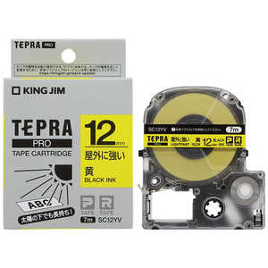 キングジム TEPRA テプラ PROテープ 屋外に強い(黄/黒文字・12mm幅x7m) SC12YV キングジム TEPRA テプラ PROテープ 屋外に強い(黄/黒文字・12mm幅x7m) SC12YV