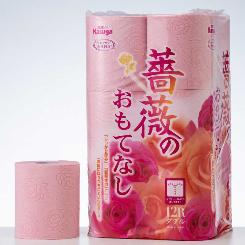 春日製紙工業 春日製紙工業 薔薇のおもてなし 12ロール ダブル 25m ピンク  