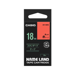 カシオ　CASIO ネームランド テープカートリッジ スタンダードテープ(18mm) XR18(RD) (赤×黒文字)