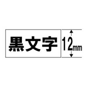カシオ　CASIO ネームランド 強粘着テープ(白テープ/黒文字/12mm幅) XR-12GWE