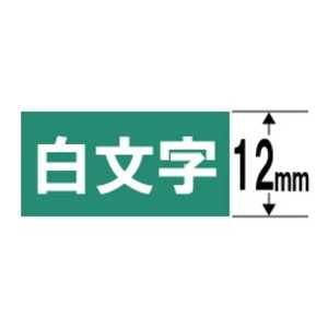 カシオ CASIO ネームランド テープカートリッジ 白文字テープ(12mm) XR12AGN (緑×白文字)