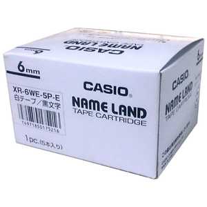 カシオ　CASIO ネームランド(NAME LAND)スタンダードテープ(白テープ/黒文字/6mm幅･5本入) XR-6WE-5P-E
