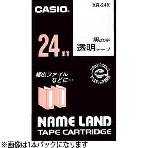 カシオ CASIO ネームランド(NAME LAND)スタンダードテープ(透明テープ/黒文字/24mm幅・5本入) XR-24X-5P-E