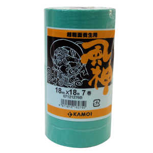 カモ井加工紙 マスキングテープ 風神 超粗面用 18mmX18m 7巻入り マスキングテープチョウソメンヨ カモ井加工紙 マスキングテープ 風神 超粗面用 18mmX18m 7巻入り マスキングテープチョウソメンヨ