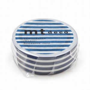 カモ井加工紙 マスキングテープ mt 1P ボーダー・インディゴ MT01D386R カモ井加工紙 マスキングテープ mt 1P ボーダー・インディゴ MT01D386R