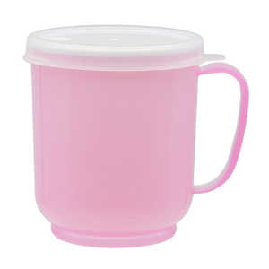 小森樹脂 コップ フタ付 クリーミーコップ 持ち手付き 300ml ピンク 474512