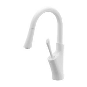 カクダイ シングルレバー混合栓 ［ワンホール］ ホワイト 183-345-W