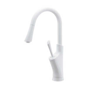 カクダイ シングルレバー混合栓 トール ［ワンホール］ ホワイト 183-346-W