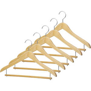サワフジ 木製ハンガー バー5P(ライトブラウン) AWT-343