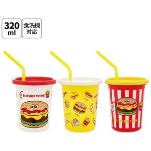 スケーター ストロー付タンブラー3個 バーガーフレンズ SIH3ST スケーター ストロー付タンブラー3個 バーガーフレンズ SIH3ST