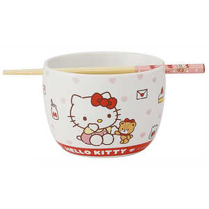 スケーター 陶器製ボウル箸セット キティ/お友だち CHBWH1